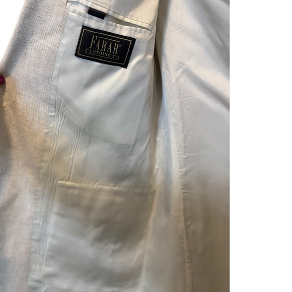 Farah Sport Coat Cream / Natural Size 42 L Two Button Woven Off White Sport Coat - Picture 6 of 12